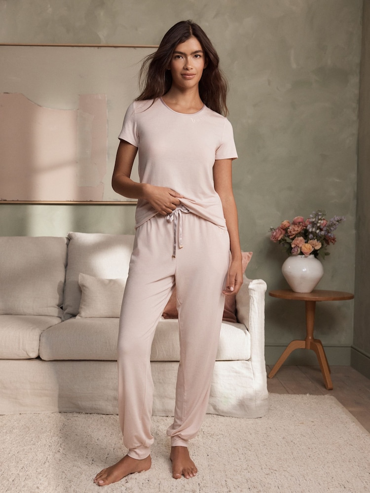 B by Ted Baker Pink Marl Lyocell and Wool Blend Pyjamas Set - Image 1 of 6 B by Ted Baker Pink Marl Lyocell and Wool Blend Pyjamas Set - Image 1 of 6