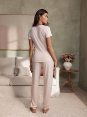 B by Ted Baker Pink Marl Lyocell and Wool Blend Pyjamas Set - Image 3 of 6
