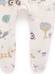 Purebaby Blue Thick Zip Sleepsuit & Bib Set - Image 6 of 7