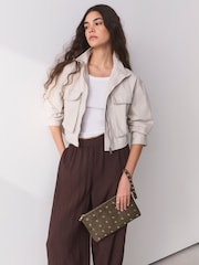 Chocolate Brown Suedette Eyelet Pouch - Image 2 of 9