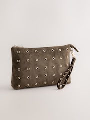 Chocolate Brown Suedette Eyelet Pouch - Image 5 of 9