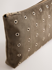 Chocolate Brown Suedette Eyelet Pouch - Image 8 of 9