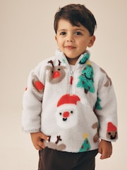Multi All Over Printed Christmas - Zip Neck Fleece (3mths-7yrs) - תמונה 1 מתוך 7