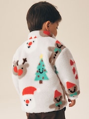 Multi All Over Printed Christmas - Zip Neck Fleece (3mths-7yrs) - תמונה 3 מתוך 7