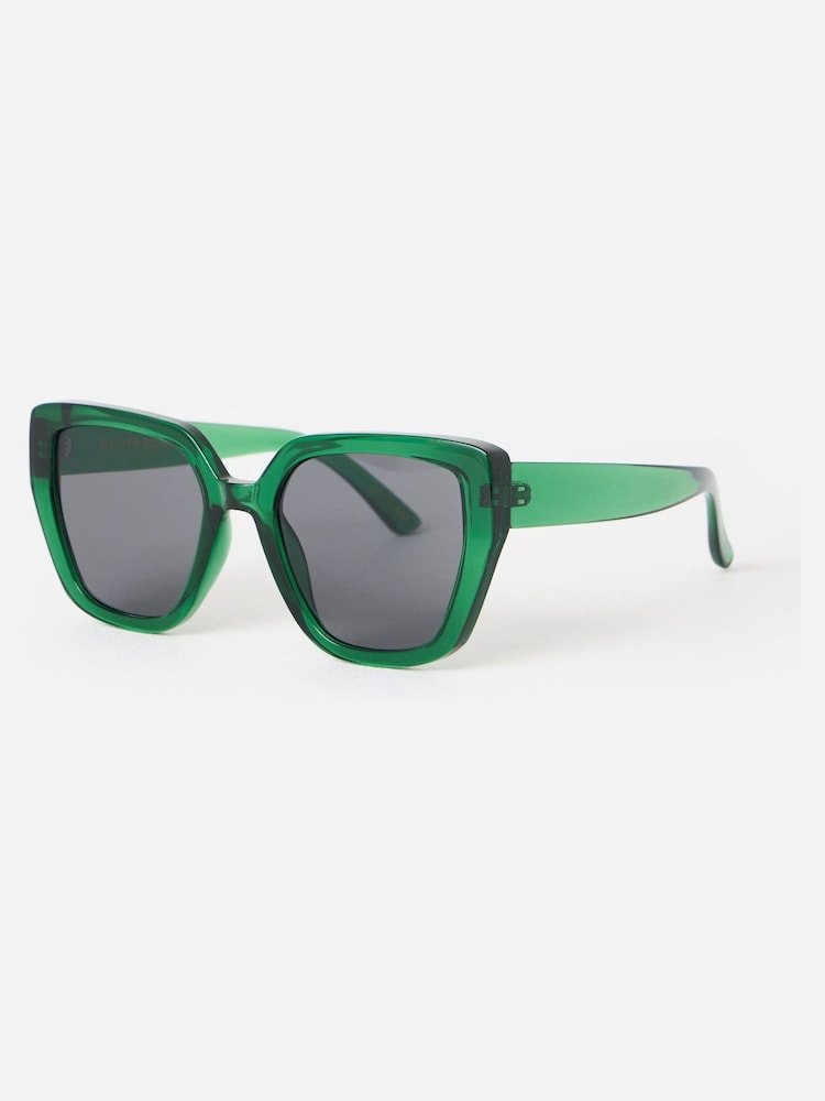 Oliver Bonas Green Crystal Cat Eye Sunglasses - Image 2 of 5