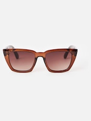 Oliver Bonas Brown Angled Square Sunglasses - Image 1 of 4