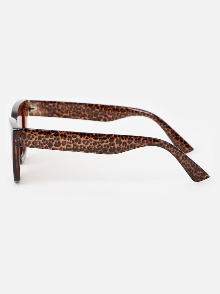 Oliver Bonas Brown Angled Square Sunglasses - Image 4 of 4