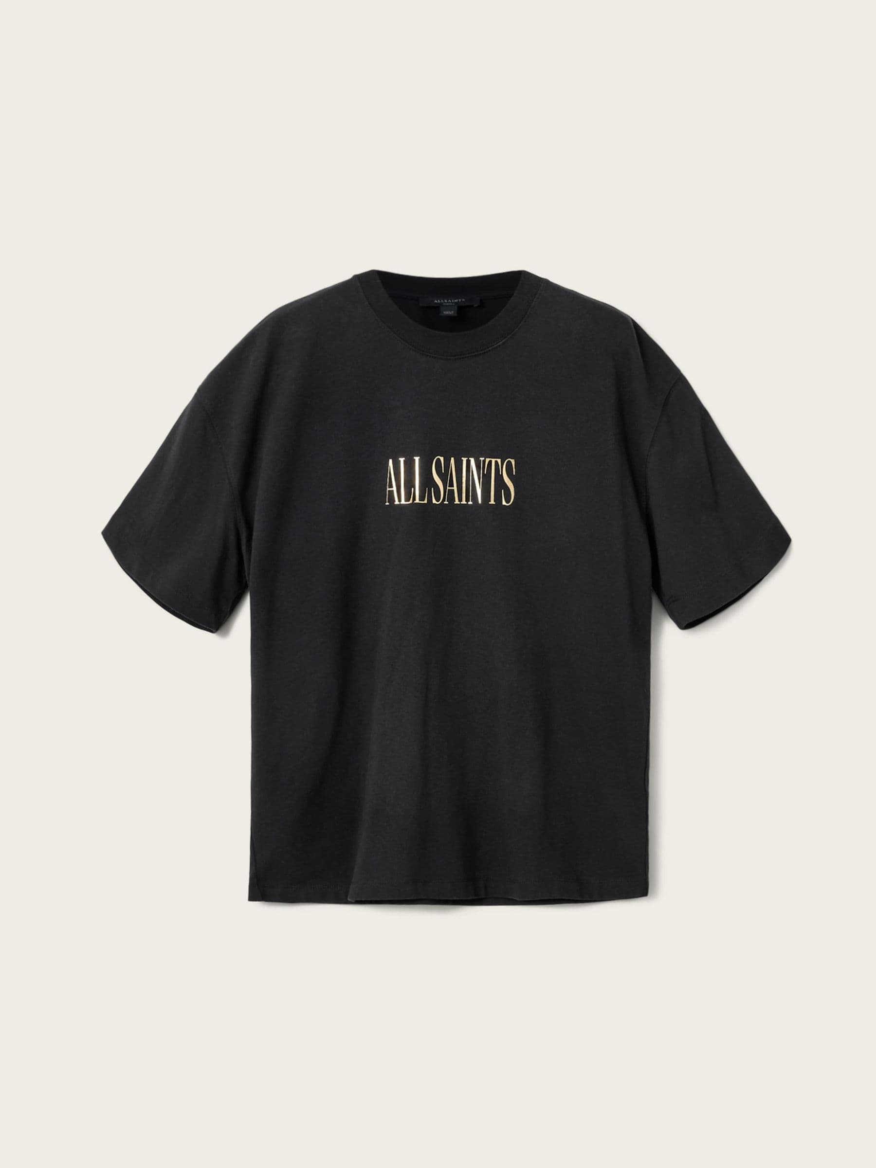 Buy AllSaints Black Cora Etta Oversized Gold Foiled Heart Artwork