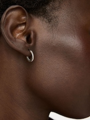 Oliver Bonas Sterling Silver Anita Ridged Huggie Hoop Earrings - Image 5 of 5