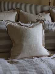 Ellenvale Interiors Cream Chloe Greige Scalloped Edge Cushion Cover 45x45 - Image 2 of 3