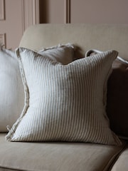 Ellenvale Interiors Beige Esmee Stripe Linen Cushion Cover 45x45 - Image 2 of 3