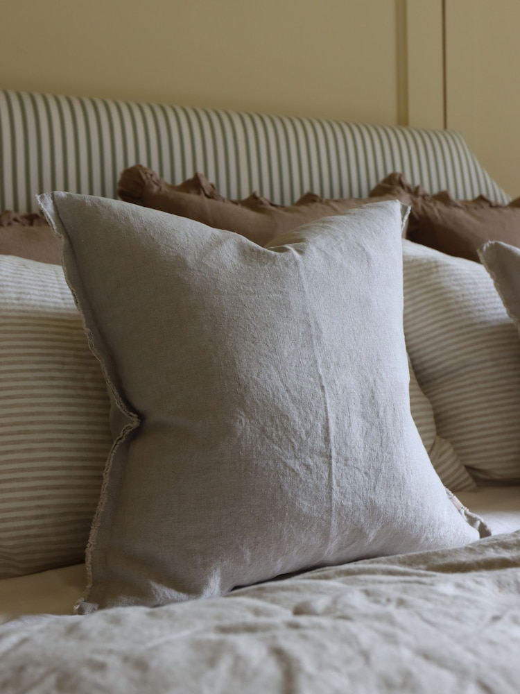 Ellenvale Interiors Beige Esmee Linen Cushion Cover 45x45 - Image 1 of 3 Ellenvale Interiors Beige Esmee Linen Cushion Cover 45x45 - Image 1 of 3