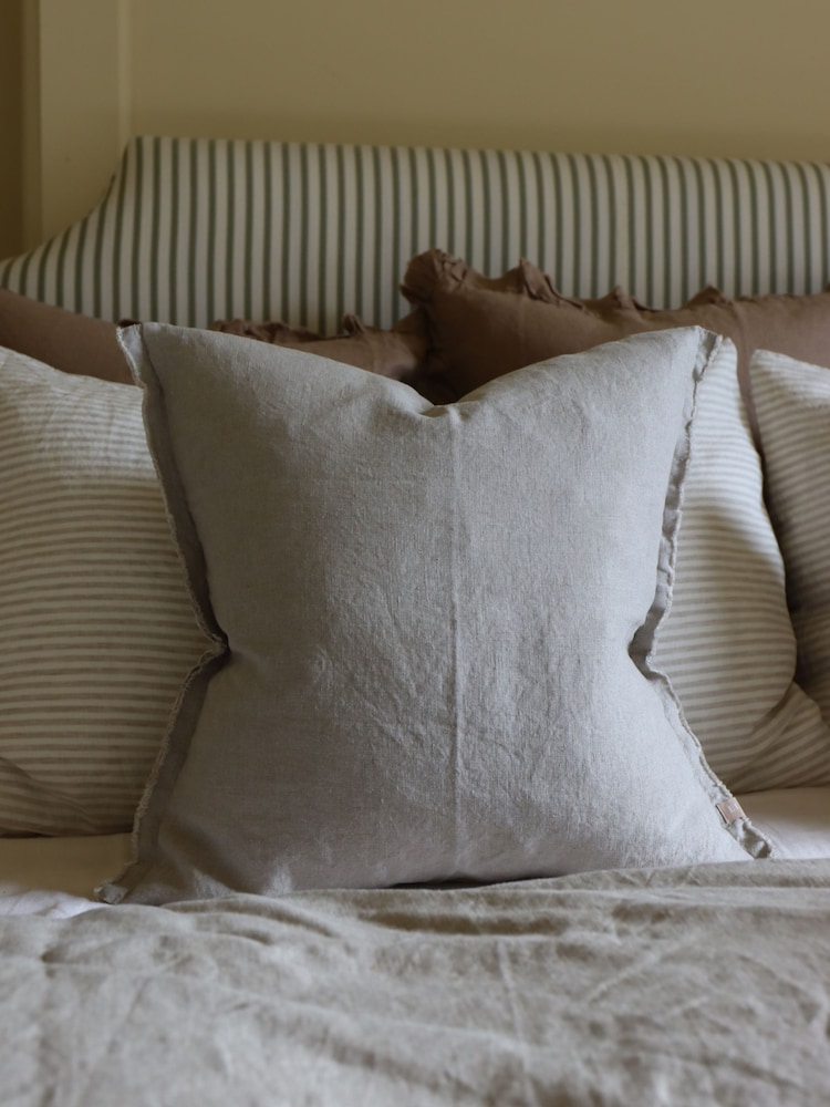 Ellenvale Interiors Beige Esmee Linen Cushion Cover 45x45 - Image 2 of 3 Ellenvale Interiors Beige Esmee Linen Cushion Cover 45x45 - Image 2 of 3