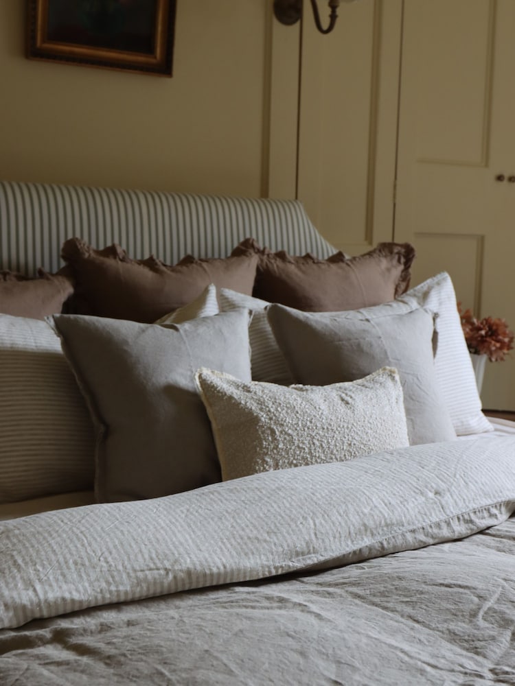 Ellenvale Interiors Beige Esmee Linen Cushion Cover 45x45 - Image 3 of 3 Ellenvale Interiors Beige Esmee Linen Cushion Cover 45x45 - Image 3 of 3