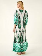 Roman Aztec Print V-Neck Midi Dress - Imaginea 3 din 5