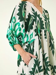 Roman Aztec Print V-Neck Midi Dress - Imaginea 5 din 5