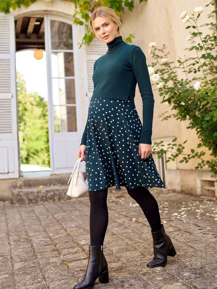 Seraphine Green Maternity Roll Neck Knit Topper Dress - Image 2 of 6