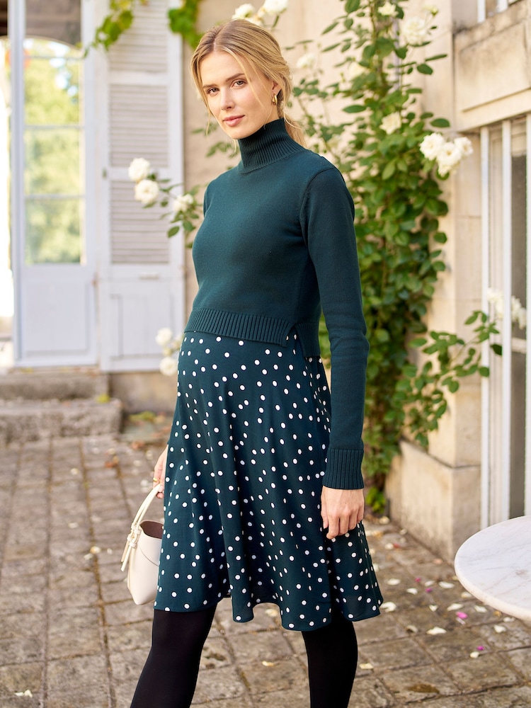 Seraphine Green Maternity Roll Neck Knit Topper Dress - Image 6 of 6