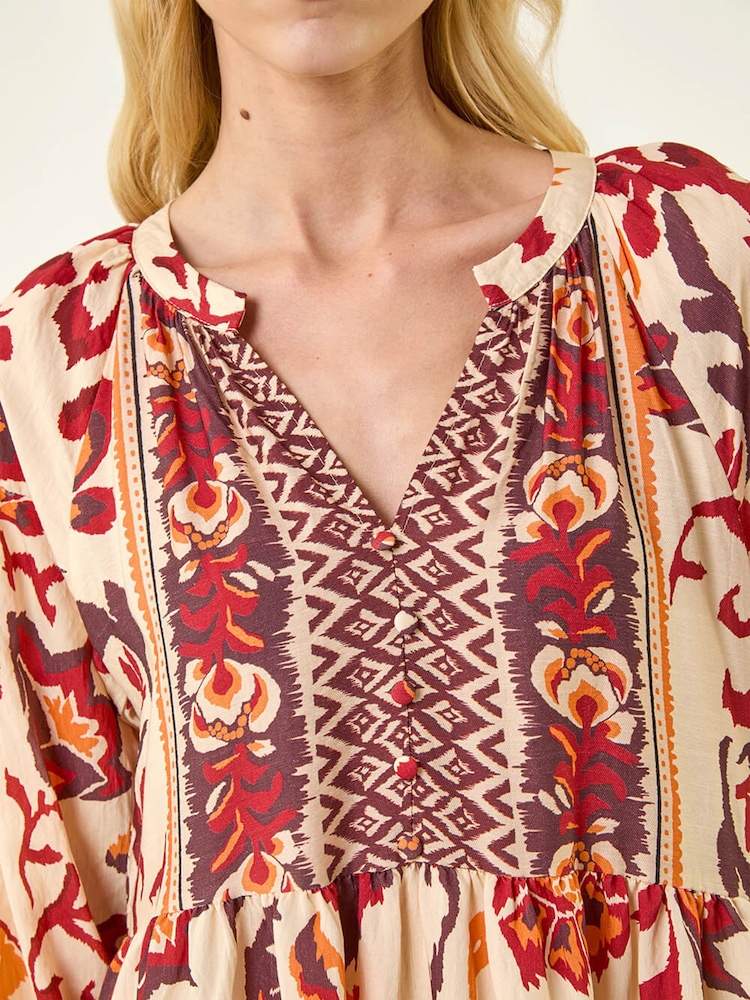 Roman Maxikleid mit geblümtem Rand - Bild 5 von 5