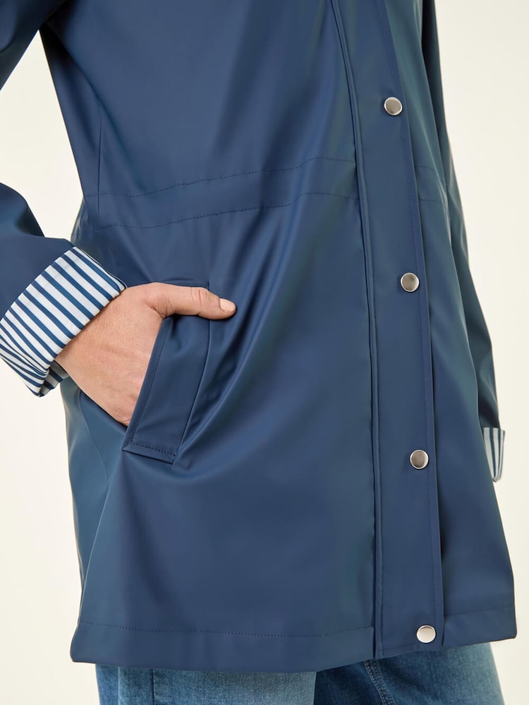 Roman Blue Hooded Stripe Rain Jacket - Image 6 of 6 Roman Blue Hooded Stripe Rain Jacket - Image 6 of 6