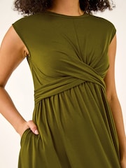 Roman Green Cross-Over Front Stretch Midi Dress - Image 5 of 5