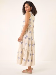 Roman White Butterfly Print Tiered Midi Dress - Image 3 of 5