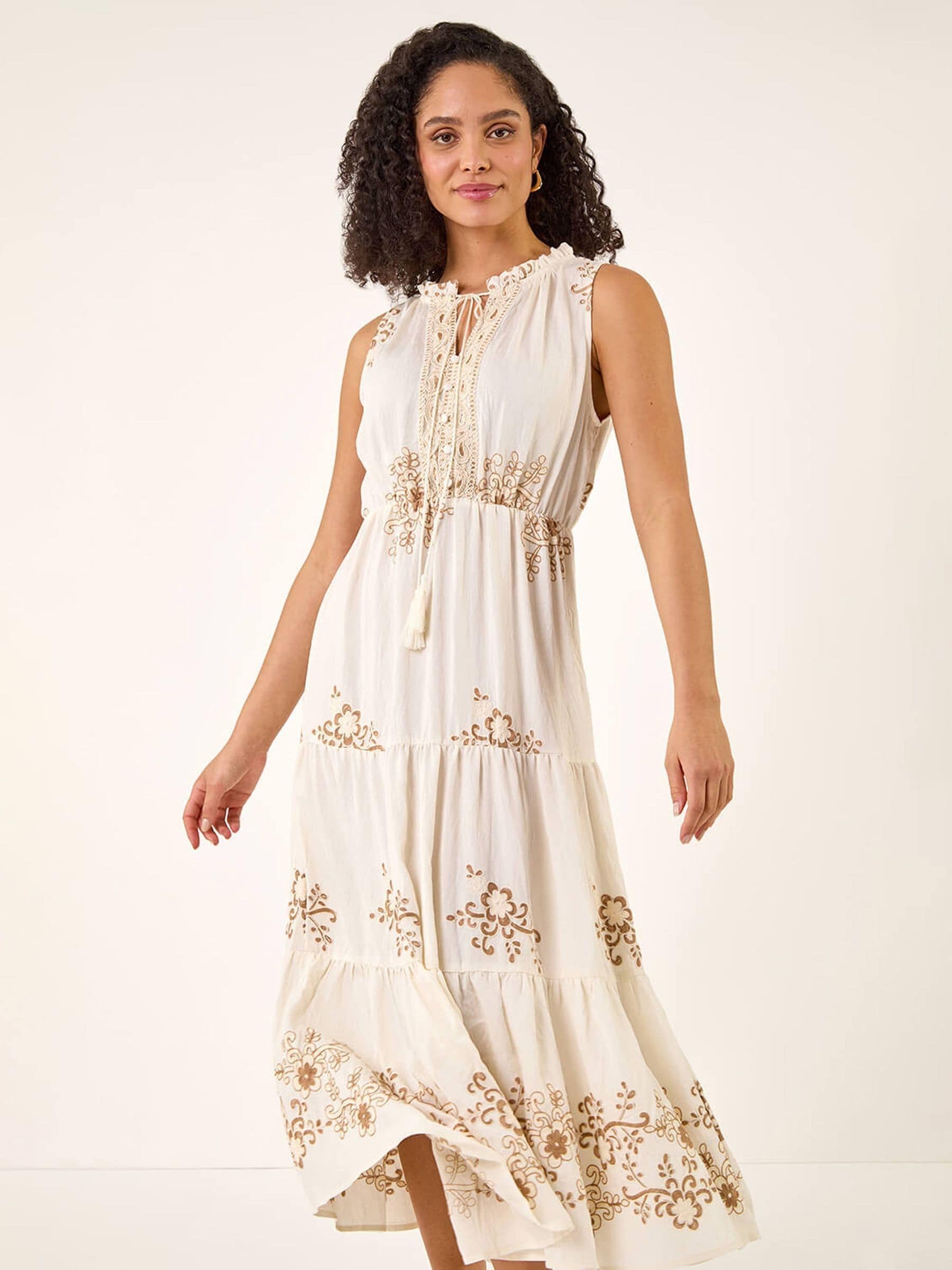 Buy Roman White Floral Print Tiered Maxi Dress from Next USA