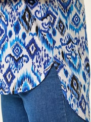 Roman Blue Ikat Print Stretch Top - Image 4 of 4