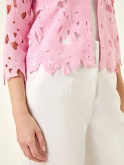 Roman Pink Crochet Lace Jacket - Image 6 of 6