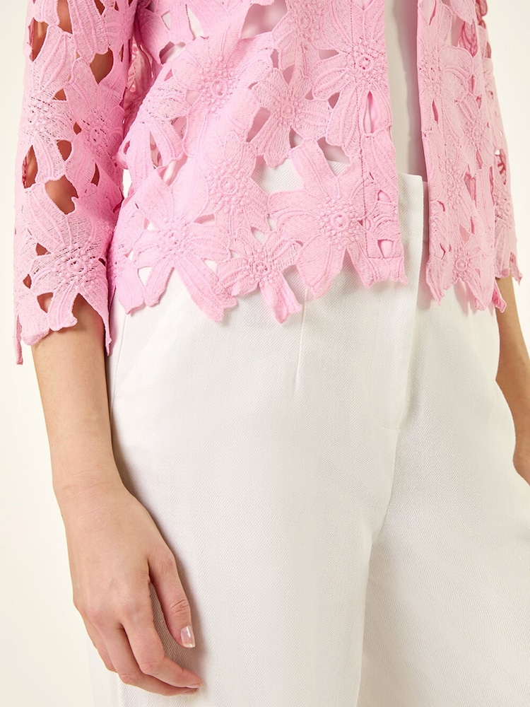 Roman Pink Crochet Lace Jacket - Image 6 of 6 Roman Pink Crochet Lace Jacket - Image 6 of 6