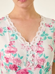 Roman White Floral Lace Trim Midi Dress - Image 5 of 5