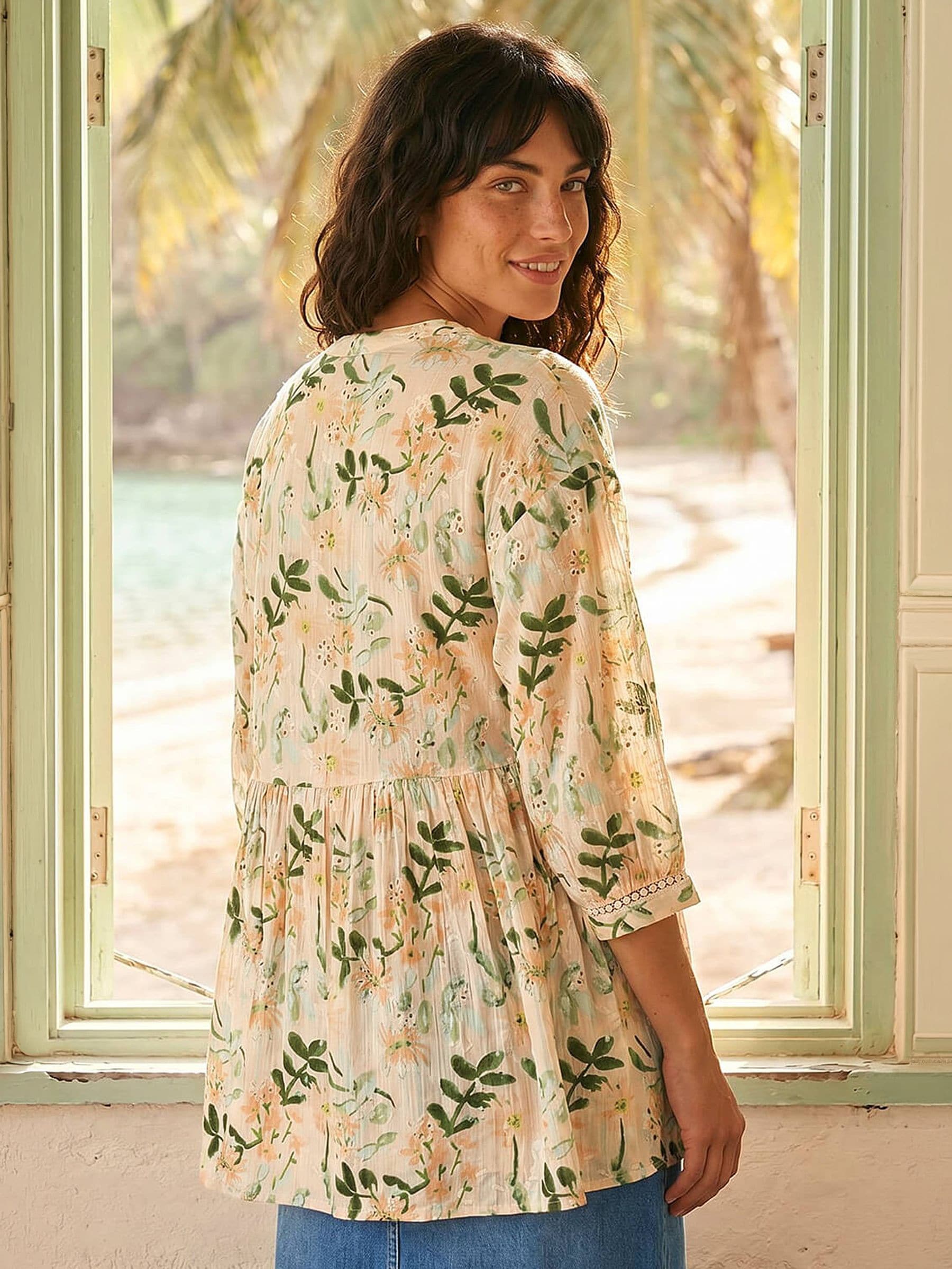 Buy Roman Orange Floral Broidery Trim Tunic Top from Next Canada
