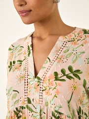 Roman Orange Floral Broidery Trim Tunic Top - Image 5 of 5