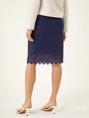 Roman Blue Lasercut Hem Pencil Skirt - Image 3 of 5