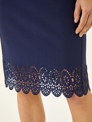 Roman Blue Lasercut Hem Pencil Skirt - Image 5 of 5
