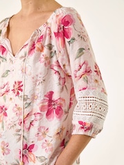 Roman Pink Floral Tie Front Top - Image 5 of 5