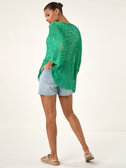 ירוק - Roman Light Weight Open Knit Jumper - תמונה 3 מתוך 5