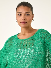 ירוק - Roman Light Weight Open Knit Jumper - תמונה 4 מתוך 5