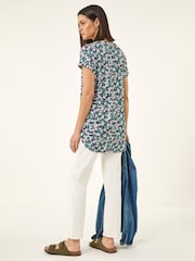 Roman Green Textured Floral Print Top - Image 3 of 5