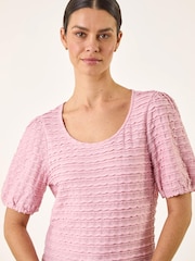 Roman Pink Textured Jersey Stretch Top - Image 1 of 5