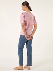 Roman Pink Textured Jersey Stretch Top - Image 3 of 5