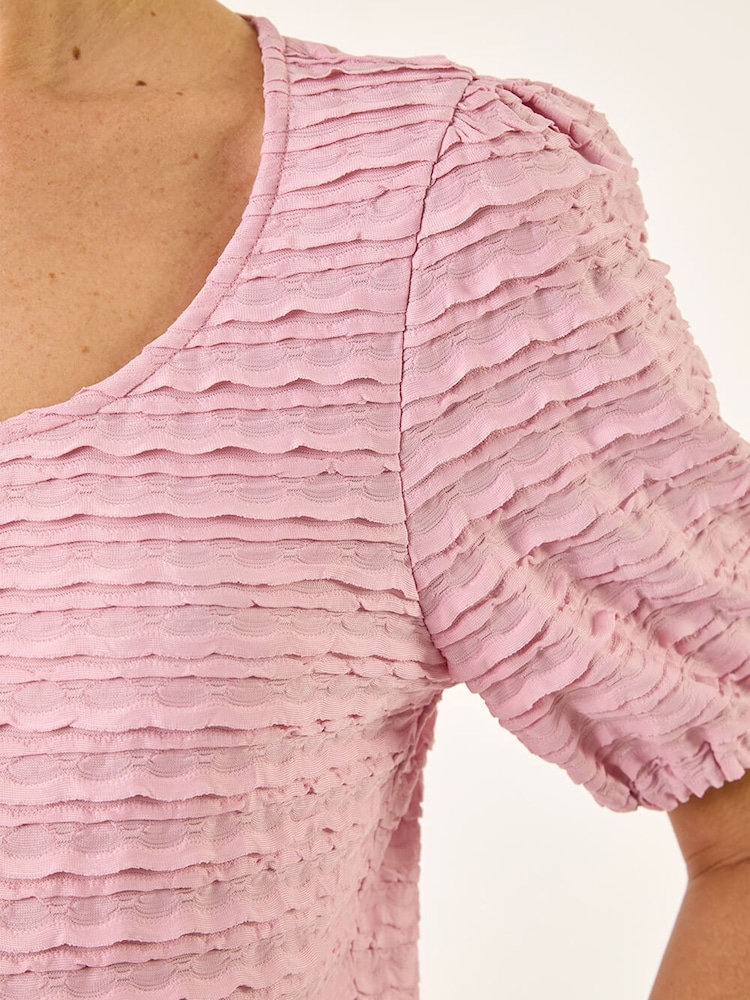 Roman Pink Textured Jersey Stretch Top - Image 5 of 5 Roman Pink Textured Jersey Stretch Top - Image 5 of 5