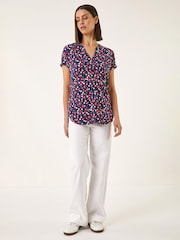 Roman Red Floral Puff Print Textured Shirt - Image 2 of 5