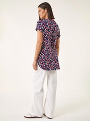 Roman Red Floral Puff Print Textured Shirt - Image 3 of 5