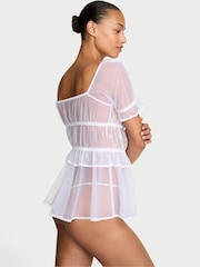 Victoria's Secret White Butterflies Embroidery Tulle Short Sleeve Babydoll Set - Image 2 of 2