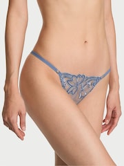 Victoria's Secret Denim Blue G-String Embroidery Knickers - Image 1 of 3