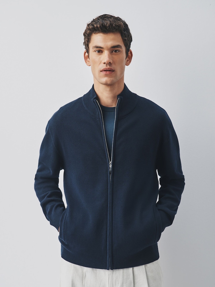 Navy Blue Milano Zip Through Jumper - Image 1 of 10