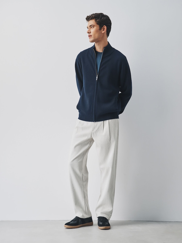Navy Blue Milano Zip Through Jumper - Image 2 of 10