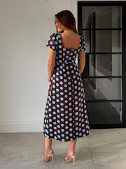 Girl In Mind Brown Alba Split Sleeve Detail Midi Dress - Image 2 of 5