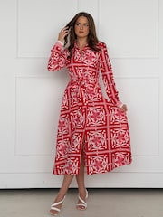 Girl In Mind Angela Long Sleeve Maxi Shirt Dress - Bild 1 von 6
